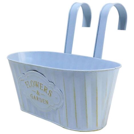 Pots de fleurs suspendus en métal avec crochet double détachable, seau de jardin pour balcon, décoration extérieure résistante.