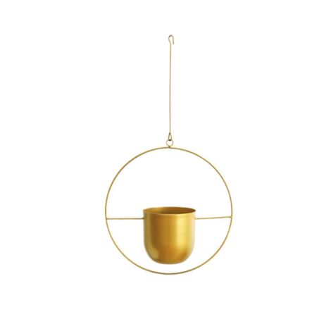 Pots de fleurs suspendus minimalistes en métal pour jardin intérieur et extérieur, dorés-B