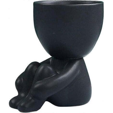 Pots de fleurs, vase d'extérieur, pot de fleurs humanoïde en résine, fleurs séchées, décoration de jardin, vase rétro, sculpture de visage, pot de fleurs, décoration de bureau ou de maison