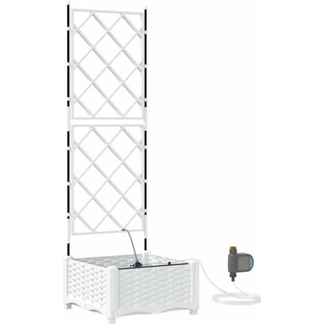 Pots de jardin，Jardinière Blanc 40 x 40 x 126 cm Acier CFW52213