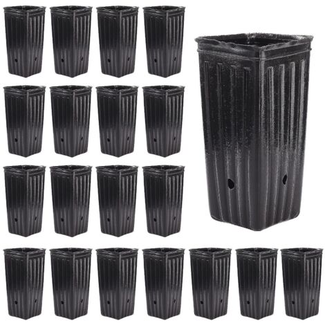 Pots de pépinière profonds et épais - Lot de 20 bacs de plantation pour arbres hauts, pour le jardinage intérieur et extérieur