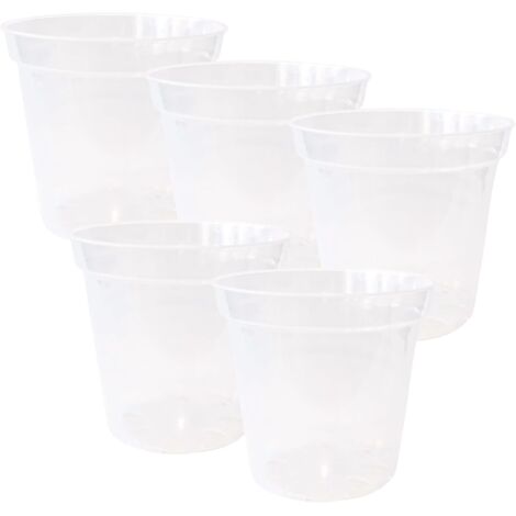 Pots de pépinière transparents, pots de 12,5 cm avec trous de drainage, pots de fleurs robustes en plastique transparent, pots polyvalents pour plantes d'intérieur et d'extérieur, lot de 5
