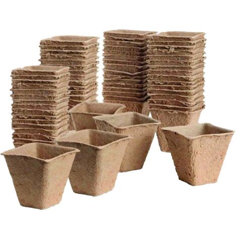 Pots de plantation bio-dégradables sans tourbe 80 pots - 6 cm - carrés