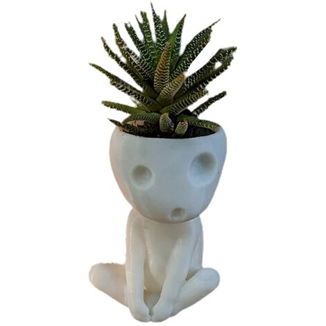 Pots de Plantes avec Trou de Vidange Résine Mignon Visage Lumineux Planteur Pot Tête Pot de Fleur Succulent Planteur Pot de Fleurs pour Maison Bureau Décor (2)