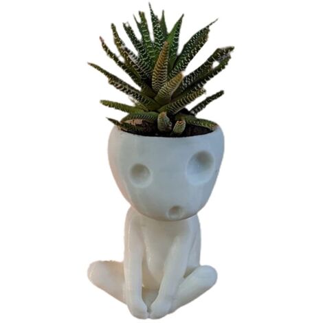 Pots de Plantes avec Trou de Vidange Résine Mignon Visage Lumineux Planteur Pot Tête Pot de Fleur Succulent Planteur Pot de Fleurs pour Maison Bureau Décor (2)