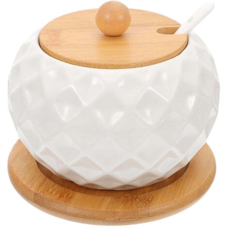 Pots de rangement en verre, pots à épices, récipients de cuisine en verre, sucriers en céramique
