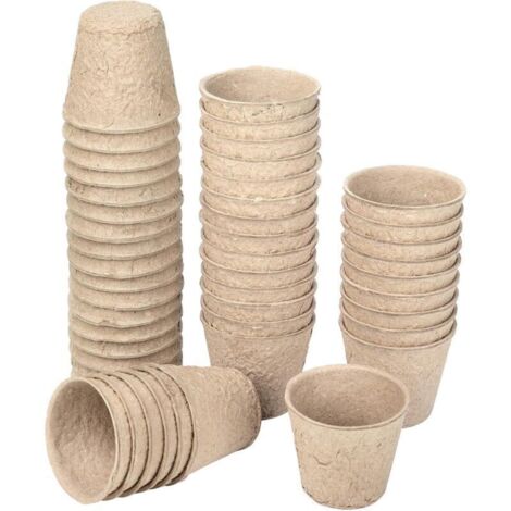 Pots de semis biodégradables en cellulose ronde – 48 unités, 6 cm, idéaux pour plantation et culture durable