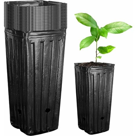 Pots en bois de grand arbre, pots en plastique de plantes de fleurs de grande taille pour les plantes de jardin à l'intérieur et à l'extérieur (20 PCS)