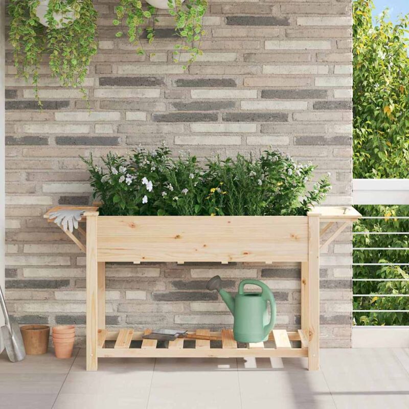 Garden Planter Beige 155 X 59 X 76.5 Cm Solid Fir Wood Vidaxl