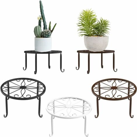 Potted Plant Bracket, [Set of 3] Rust Resistant Indoor Iron Flower Pots Holder, 9 Inch Durable Metal Garden Hanger - White & Black & Chocolate