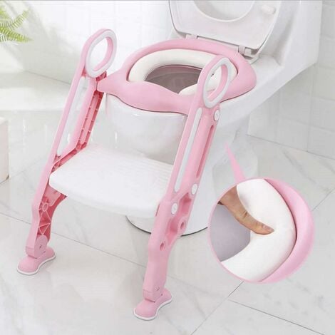 Potty Training Toilet Seat Baby Kids Toddler Urinal Chair Ladder PINK