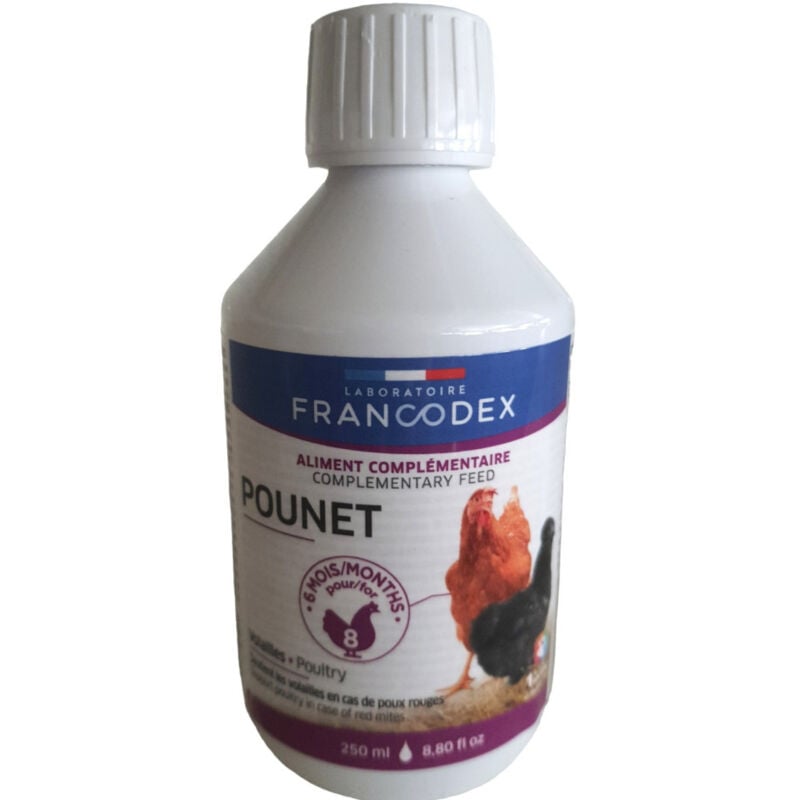Produit contre les poux rouge, pounet flacon de 250 ml pour volaille Francodex