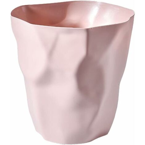 Poub de Bureau/Corbeille a Papier/Poub de Chambre, Poub Corbeille à Papiers en Plastique Bureau Chambre Irrégulière Écologique, pour Le Bureau, la Chambre (Rose)