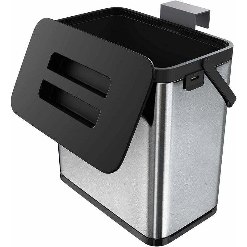 Rnemitery - Poub de cuisine, poub, murale pour porte de placard, poub suspendue en acier inoxydable anti-empreintes digitales (3L)