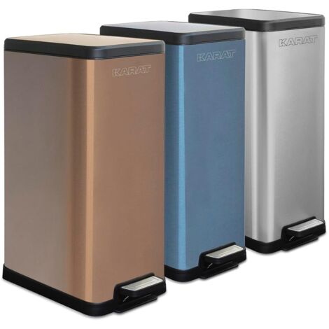 Poubelle 15 L, Fermeture automatique, Bleu métallique