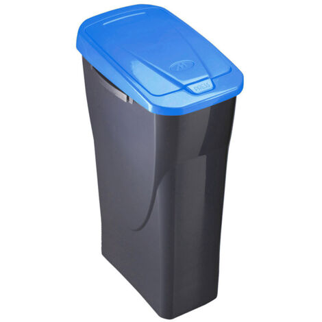 Poubelle 15 Litres Ecobin Avec Couvercle Noir/Bleu 31x20x42cm Mondex