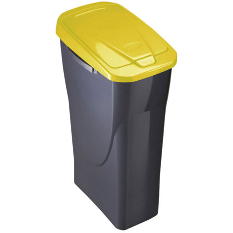Poubelle 15 Litres Ecobin Avec Couvercle Noir/Jaune 31x20x42cm Mondex