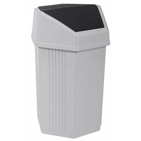 Poubelle 25 litres blanc cérusé et gris anthracite - EDA
