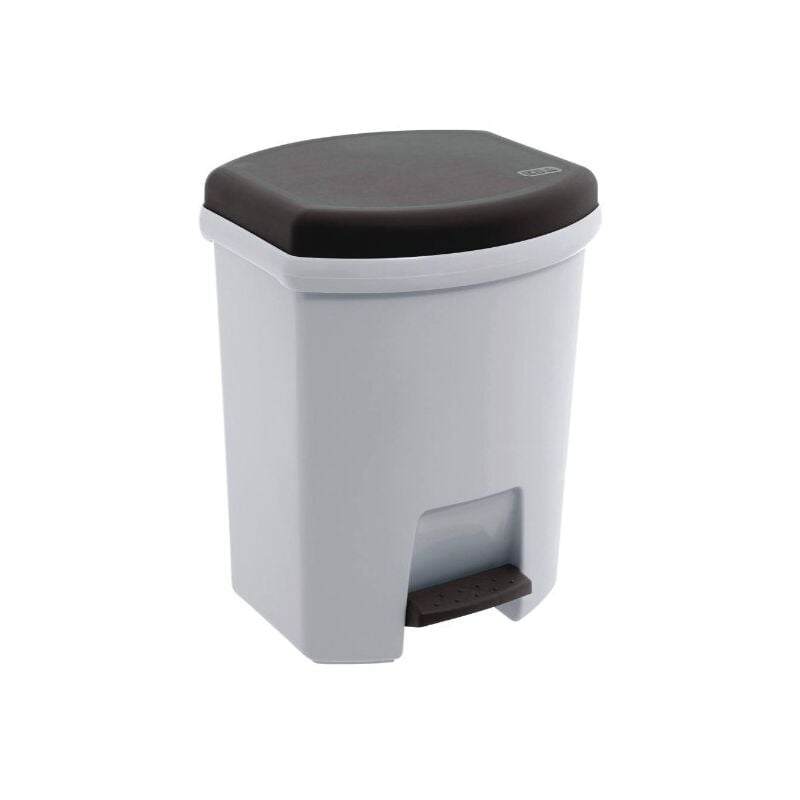 EDA - Poubelle 27l avec pédale - couleur blanc/gris 17742