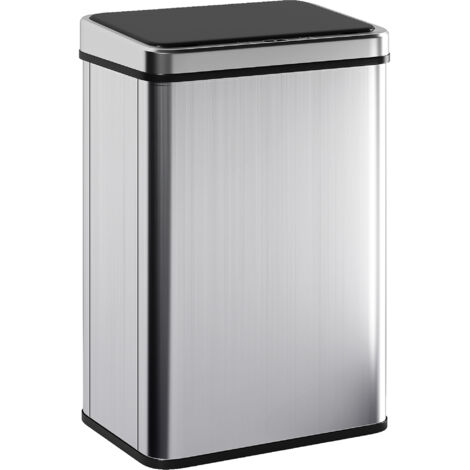 Poubelle 40L Capteur, Couvercle Fermeture Douce, Poubelle Cuisine Automatique Inoxydable Argenté