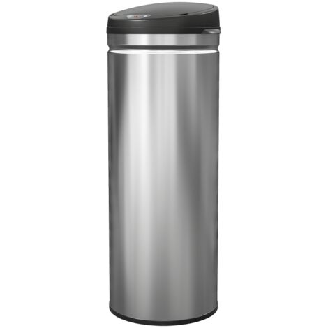 Poubelle 50L capteur inox sans contact grande capacité cuisine bureau hygiénique design moderne