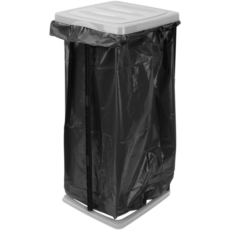 Poubelle 60 l, avec couvercle blanc, sur le rack