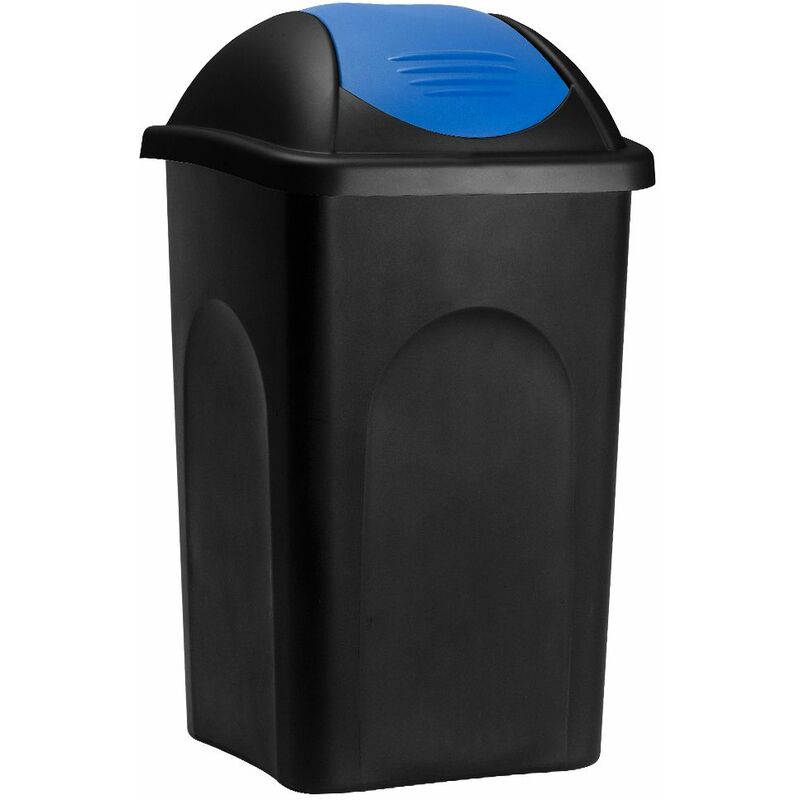 Stefanplast - Poubelle 60 litres - Avec couvercle anti-odeur - Collecteur de déchets - 5 couleurs - Cuisine déchet ordures ménagères Noir/Bleu
