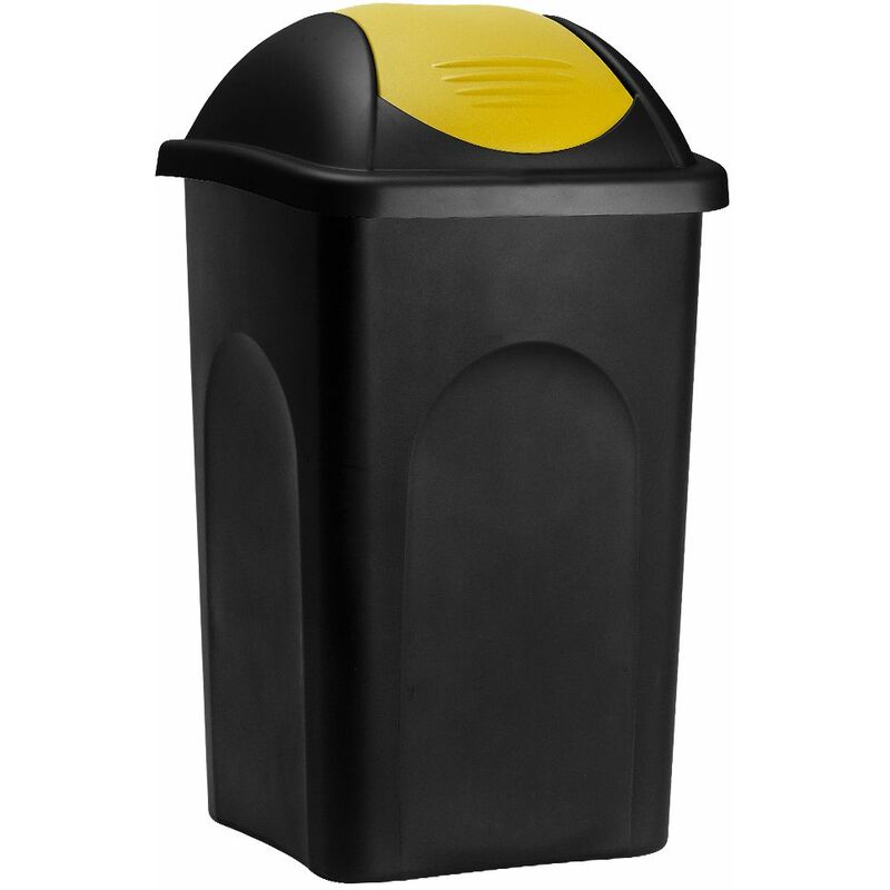 Poubelle 60 litres - Avec couvercle anti-odeur - Collecteur de déchets - 5 couleurs - Cuisine déchet ordures ménagères Noir/jaune