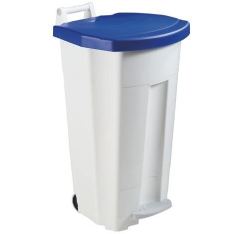Poubelle 90 litres Rossignol tri sélectif rectangle à couvercle bleue