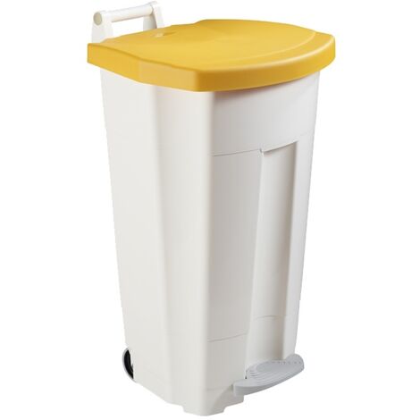 Poubelle 90 litres Rossignol tri sélectif rectangle à couvercle jaune