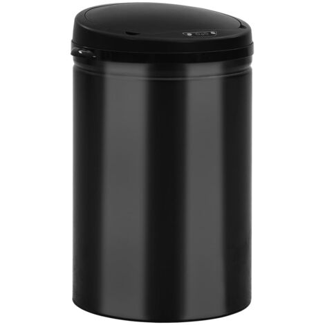 Poubelle à capteur automatique 30 L Acier au carbone Noir CFW991572