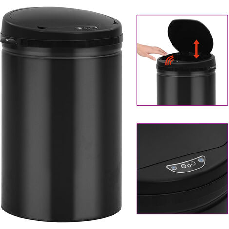 Poubelle à capteur automatique 30 litres acier au carbone noir