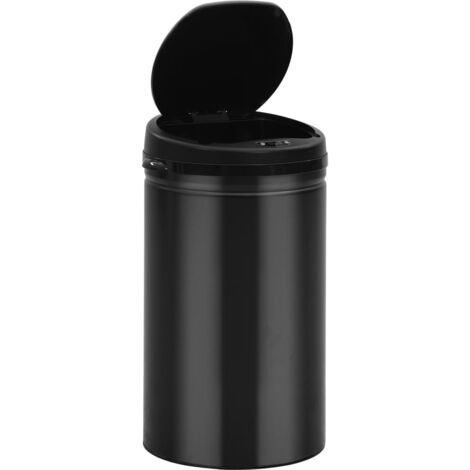 Poubelle à capteur automatique 40 litres acier au carbone noir