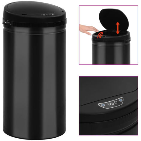 Poubelle à capteur automatique 50 L,Poubelle de cuisine,salon Acier au carbone Noir -BN6631