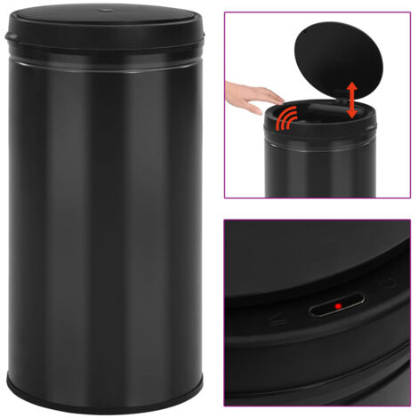 Poubelle à capteur automatique 60 L,Poubelle de cuisine,salon Acier au carbone Noir -BN7094