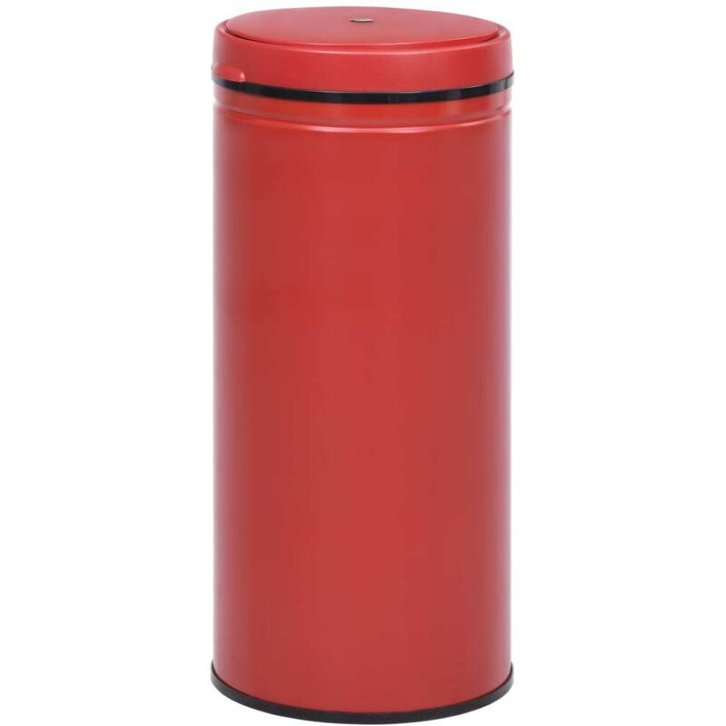 Poubelle à capteur automatique 80 L Acier au carbone Rouge