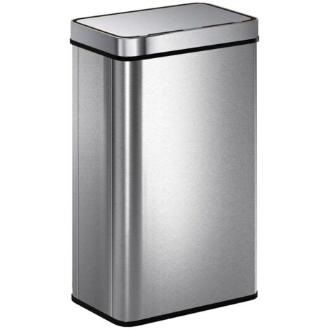 Poubelle à capteur de 60 L,couvercle automatique,acier inoxydable,polyvalent,couleur argentée