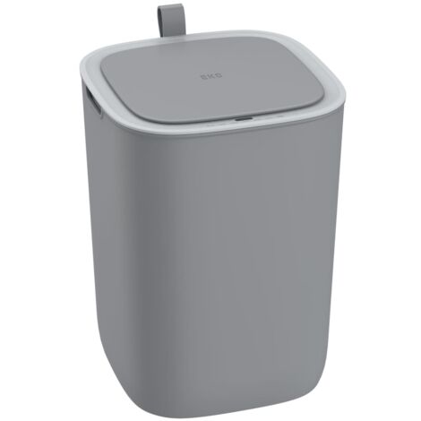 EKO Poubelle à Capteur 12 L Panier à Ordures Conteneur de Déchets Blanc/Gris