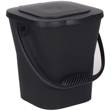 EDA – Seau à compost hermétique 6L – Dimensions 24,8 x 23,8 x 24,3 cm – En polypropylène gris anthracite – Transport facile avec anse