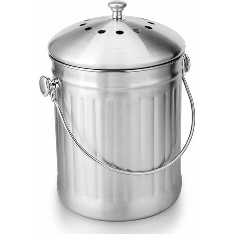 Poubelle à compost, seau à compost d'intérieur en acier inoxydable pour seau à compost inodore pour comptoir de cuisine BF