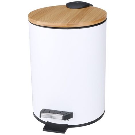 Poubelle à cosmétiques en métal 3L, poubelle de salle de bain avec couvercle, poubelle de salle de bain avec mécanisme de fermeture en douceur (Beige 3L)