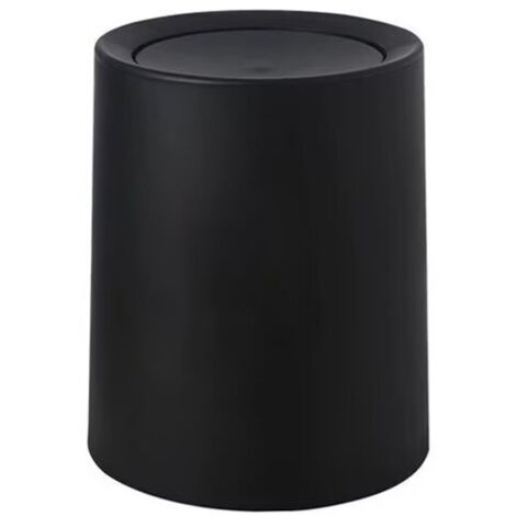 Poubelle à couvercle basculant, 8 litres, poubelle salle de bain à couvercle en plastique et seau intérieur, housse pour des sacs poubelle invisibles, (L/P x H) : Ø 21.7 x 25,5 cm, noir