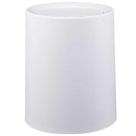 Poubelle à couvercle basculant, 8 litres, poubelle salle de bain à couvercle en plastique et seau intérieur, housse pour des sacs poubelle invisibles, (L/P x H) : Ø 21.7 x 25,5 cm,Blanc
