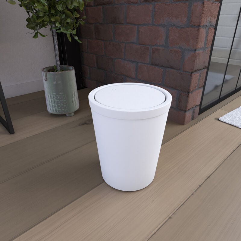 Poubelle avec couvercle pivotant Blanc Ø20 cmx(h) 24 cm