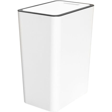 Poubelle à couvercle pressoir 15L pour salle de bain, cuisine, blanc