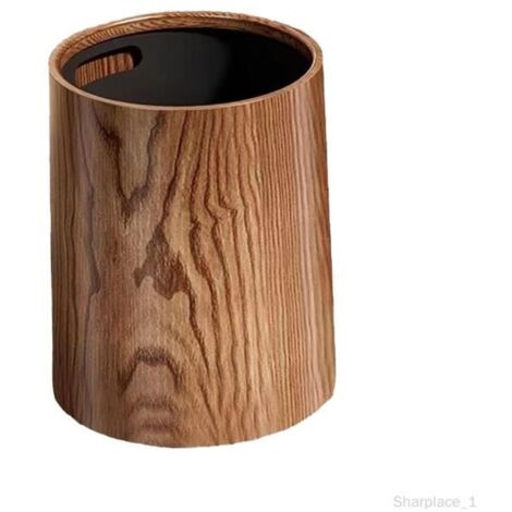 Poubelle à Grain de bois, panier à papier toilette élégant de grande capacité, corbeille à déchets domestique, conteneur 12L
