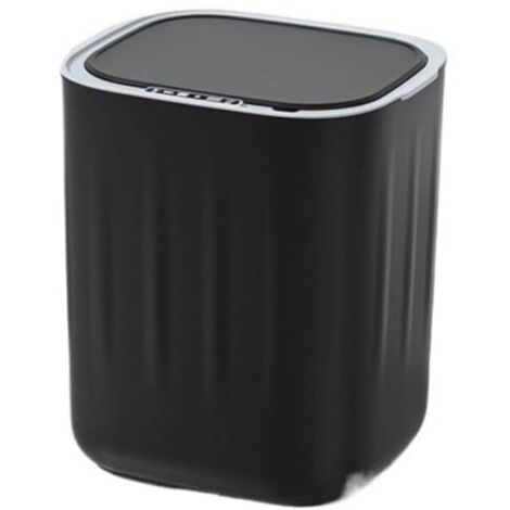 Poubelle à induction intelligente domestique, seau en plastique avec couvercle pour salon, toilettes, toilettes, cuisine, adapté au salon, salle de bain, cuisine (noir)