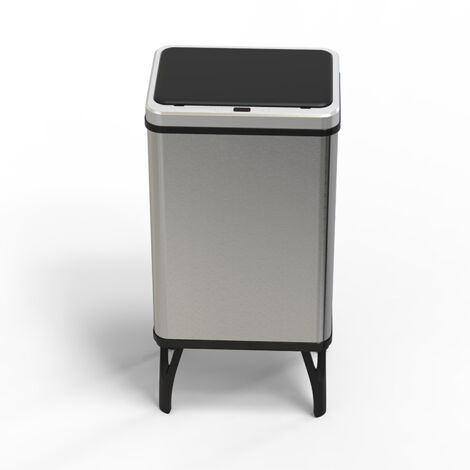 Poubelle à induction intelligente en acier inoxydable,30L, couvercle poussoir, design élégant, assemblage facile