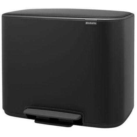 poubelle à pédale 11 + 23 l matt black - bo - brabantia