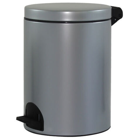 Poubelle à pédale 14 L Gris Métal - Élora - ROSSIGNOL